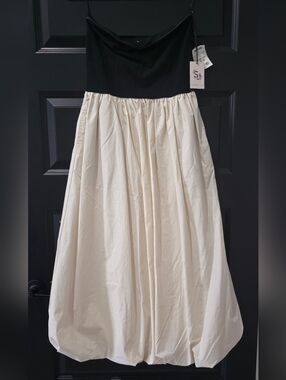 Sincerely Jules Black & Cream Full Gathered Maxi Skirt